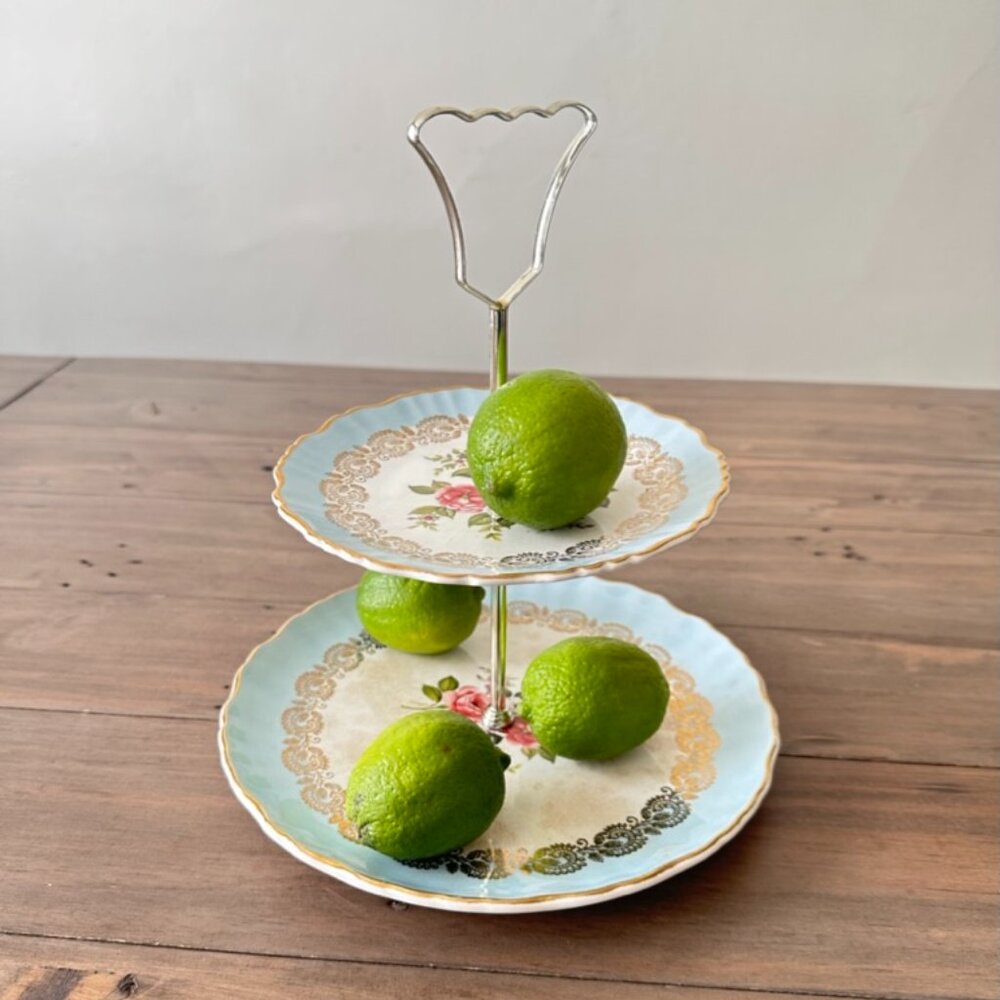 Vintage two-tiered serving tray